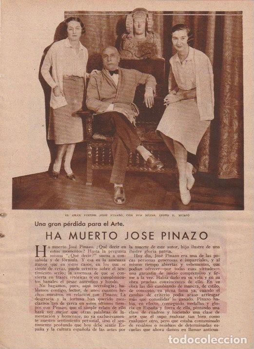 Coleccionismo de revistas y peri&oacute;dicos: * PINTURA * Ha muerto Jos&eacute; Pinazo / Manuel Abril - 1933