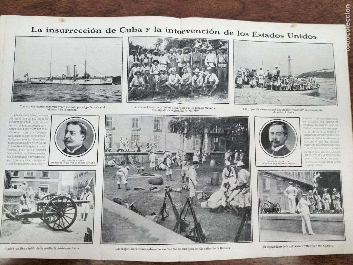 Sammeln von Zeitschriften und Zeitungen: INSURRECCION DE CUBA Y LA INTERVENCION DE ESTADOS UNIDOS TEMPORAL PIZARRA ARROYO COMENDADOR A&Ntilde;O 1906