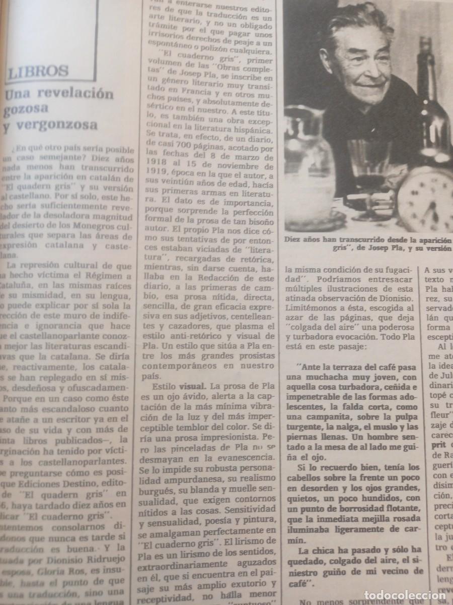Coleccionismo de Revistas y Peri&oacute;dicos: PUBLICADA VERSI&Oacute;N EN CASTELLANO DE `EL QUADERN GRIS` DE JOSEP PLA. RECORTE TRIUNFO MAYO 1976