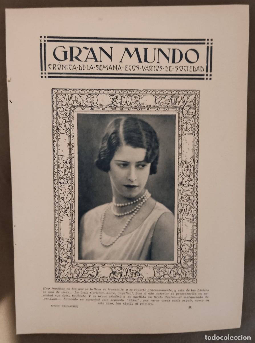 Coleccionismo de Revistas y Peri&oacute;dicos: Hoja revista blanco negro,1929, gran mundo, lo subrayado en la semana