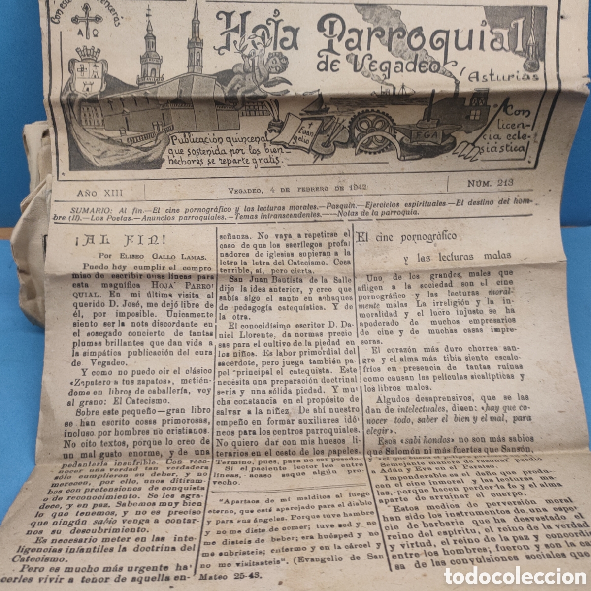 Coleccionismo de revistas y peri&oacute;dicos: HOJA PARROQUIAL DE VEGADEO (Asturias). 1942. Lote 36 ejemplares