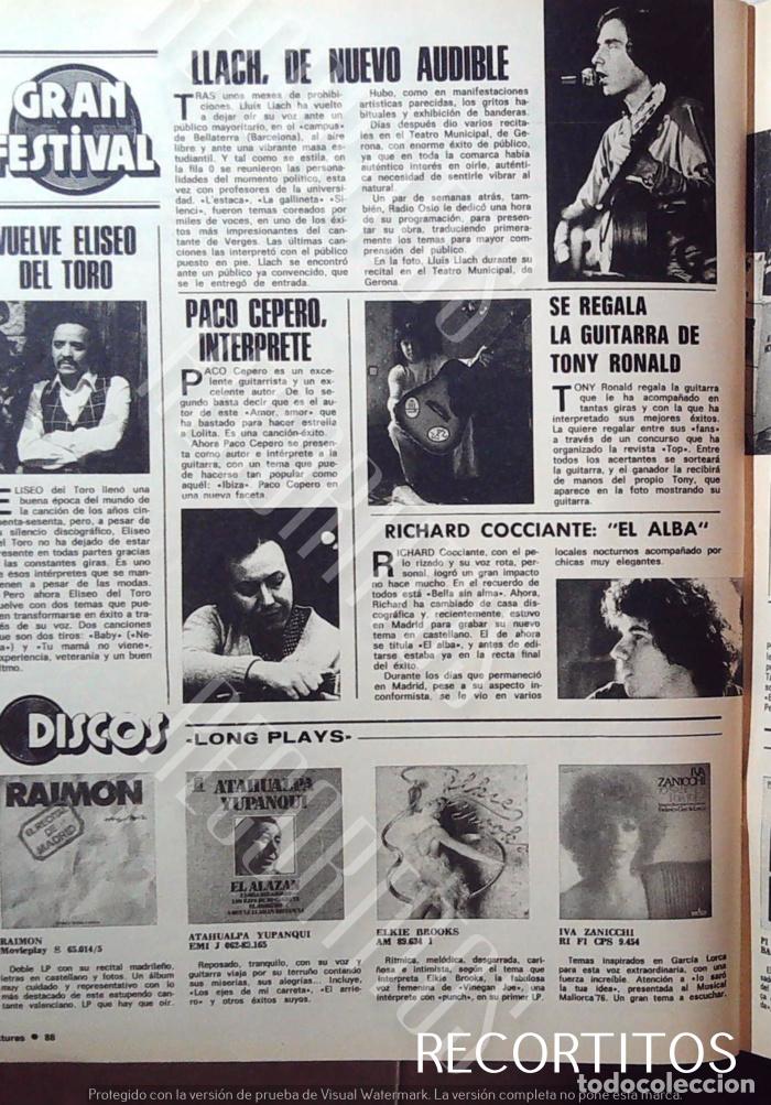 Coleccionismo de Revistas y Peri&oacute;dicos: ELISEO DEL TORO PACO CEPERO RAIMON IVAZANICCHI RICHARD COCCIANTE TONY RONALD LLUIS LLACH