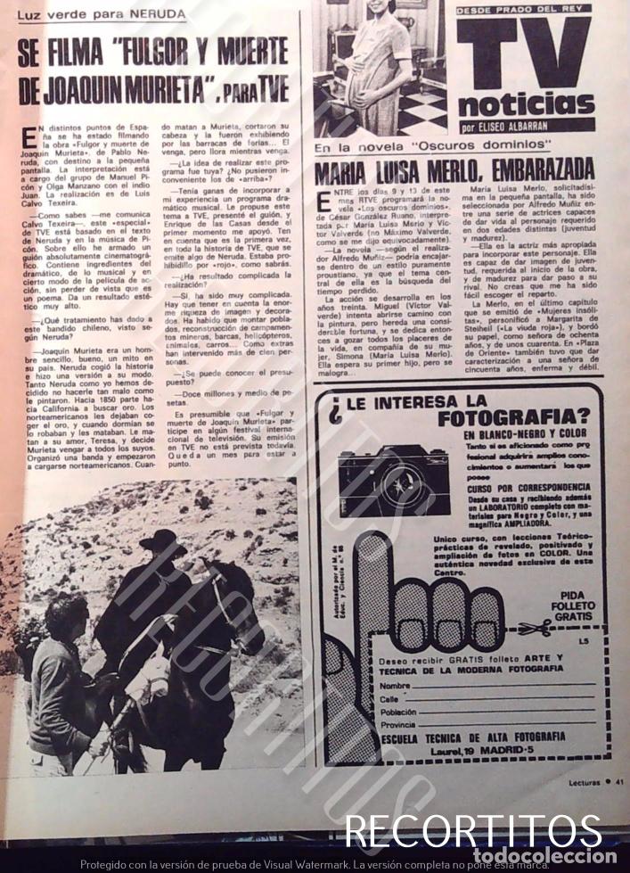 Colecionismo de Revistas e Jornais: MARIA LUISA MERLO NERUDA PABLO JOAQUIN MURRIETA PMANUEL PICON OLGA MANZANARES