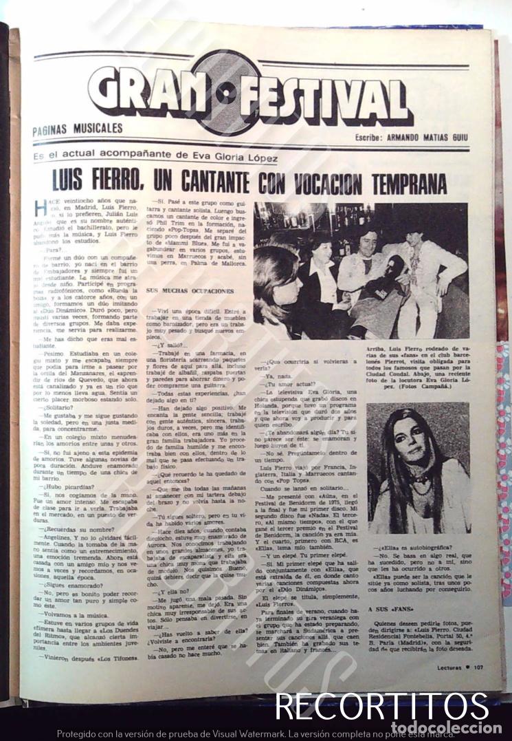 Collezionismo di Riviste e Giornali: LUIS FIERRO CANTANTE EVA GLORIA