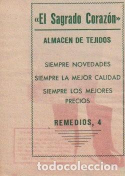 Coleccionismo de Revistas y Peri&oacute;dicos: * CANARIAS * Publicidad almac&eacute;n de tejidos El Sagrado Coraz&oacute;n - 1933