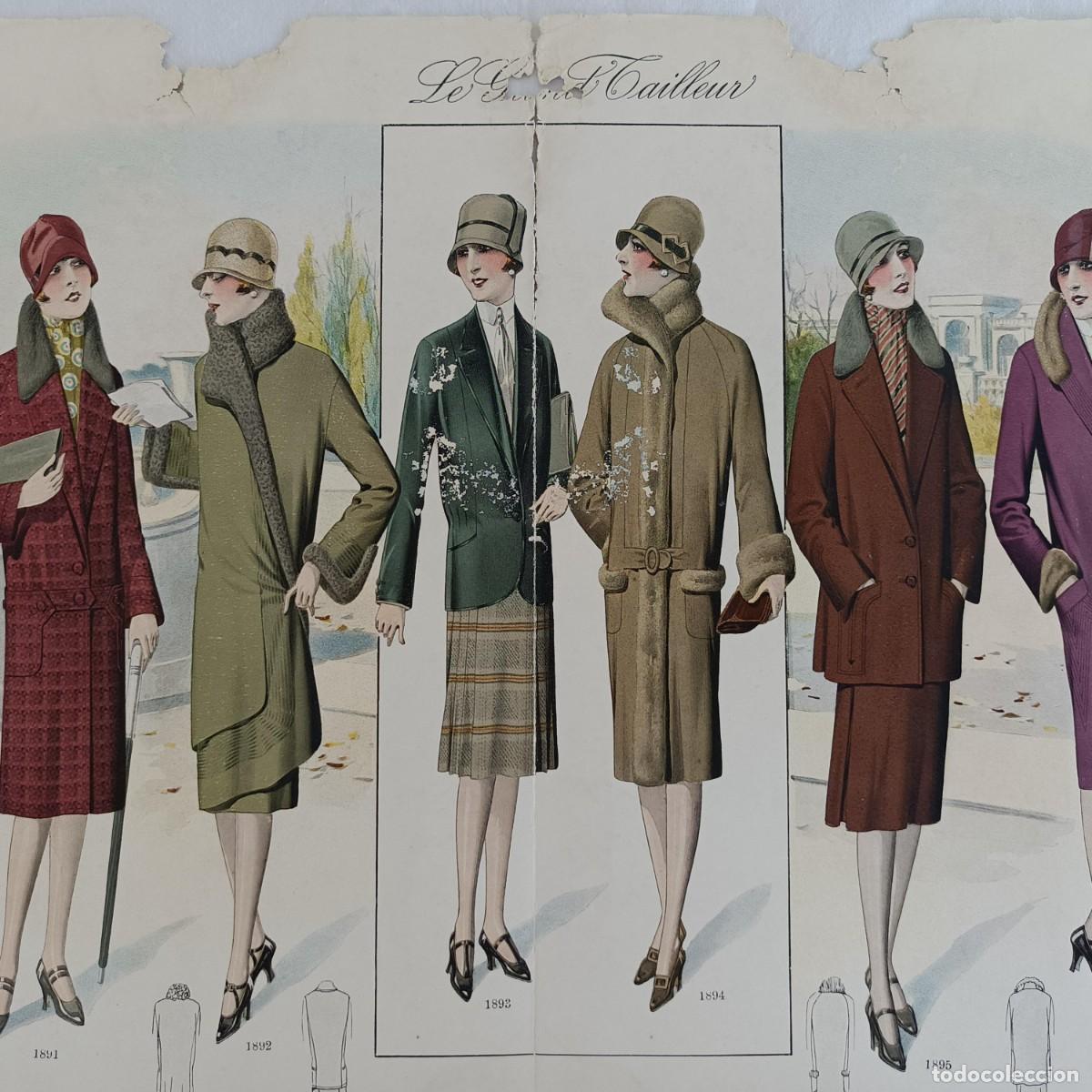 Coleccionismo de Revistas y Peri&oacute;dicos: Rara y bella litograf&iacute;a, revista de moda &rdquo;Le Grand Tailleur&rdquo;, a&ntilde;o 1927. Del modelo 1891 al 1896.
