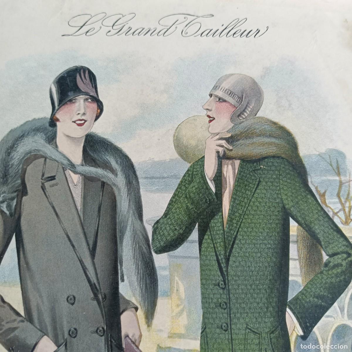 Coleccionismo de Revistas y Peri&oacute;dicos: Rara y bella litograf&iacute;a, revista de moda &rdquo;Le Grand Tailleur&rdquo;, a&ntilde;o 1927. Modelos 1876 y 1877.