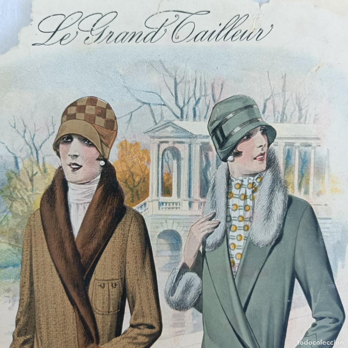 Coleccionismo de Revistas y Peri&oacute;dicos: Rara y bella litograf&iacute;a, revista de moda &rdquo;Le Grand Tailleur&rdquo;, a&ntilde;o 1927. Modelos 1876 y 1877.