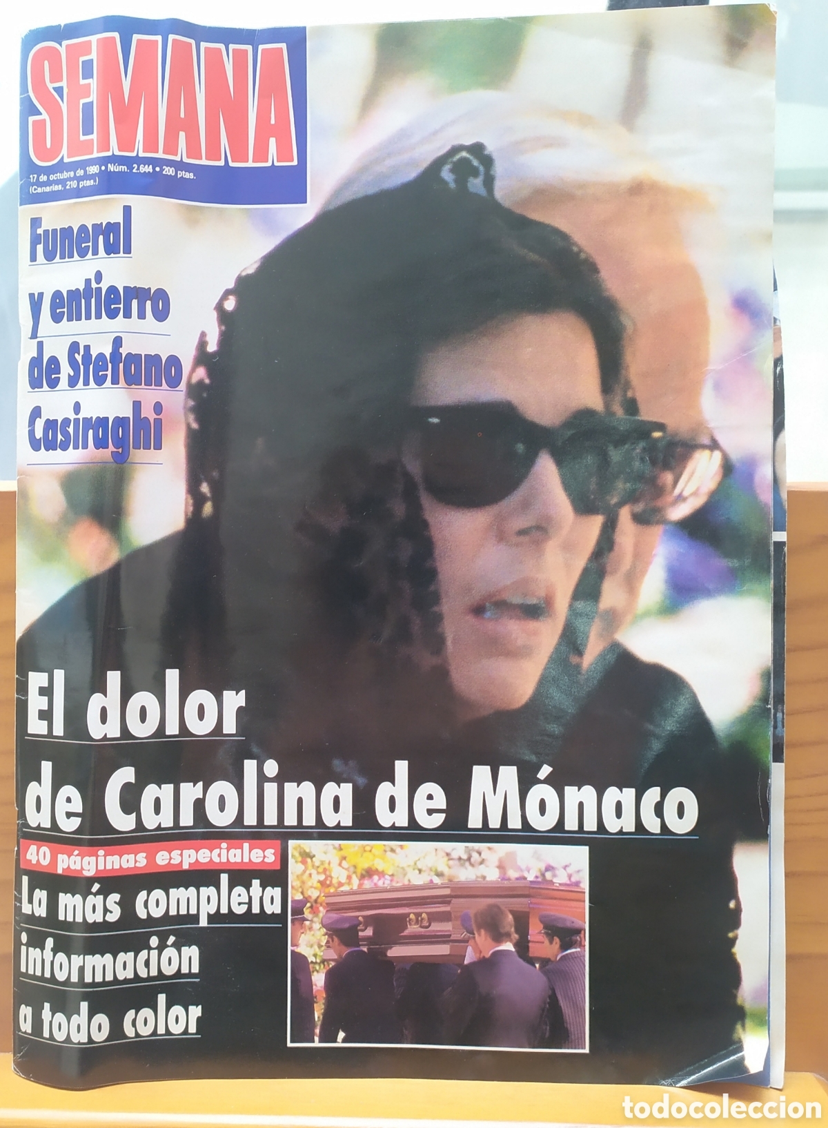 Coleccionismo de Revistas y Peri&oacute;dicos: Revista Semana - Funerales y entierro de Stefano Casiraghi - El dolor de Carolina de M&oacute;naco