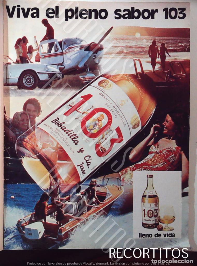 Coleccionismo de Revistas y Peri&oacute;dicos: 103 BOBADILLA BRANDY ANUNCIO PUBLICIDAD