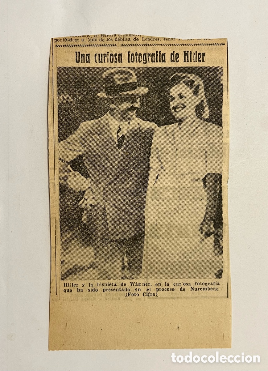 Coleccionismo de Revistas y Peri&oacute;dicos: NUREMBERG. Hitler y la bisnieta de W&aacute;gner, fotograf&iacute;a que has sido presentada en el proceso..