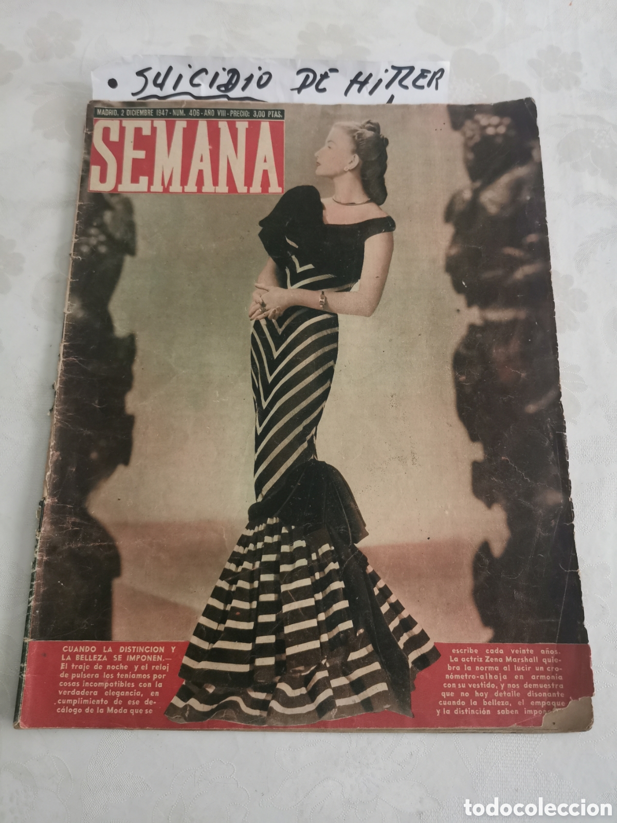 Coleccionismo de Revistas y Peri&oacute;dicos: Revista semana. Madrid 2 de diciembre 1947 n.406 a&ntilde;o VIII. Art&iacute;culo Suicidio de Hitler.