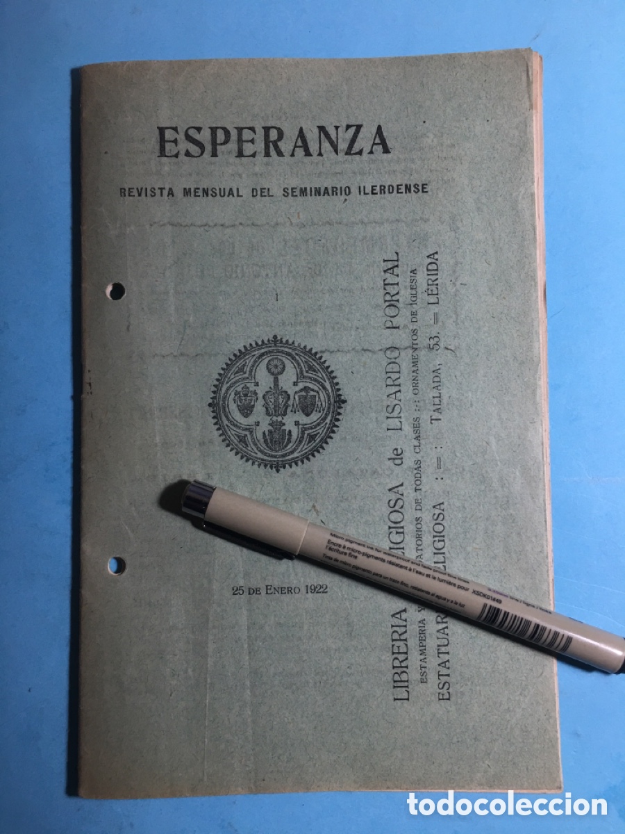 Sammeln von Zeitschriften und Zeitungen: 1922 LLEIDA ''ESPERANZA'' N&ordm;1 REVISTA MENSUAL DEL SEMINARIO DE ILERDENSE - MUERTE PAPA BENEDICTO XV