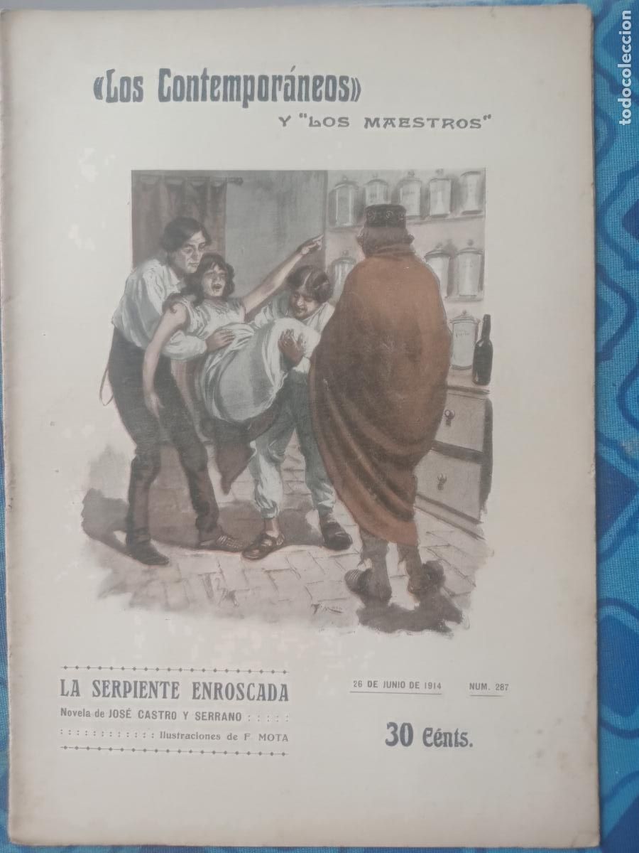 Coleccionismo de Revistas y Peri&oacute;dicos: La serpiente enroscada. Jos&eacute; Castro y Serrano 1914 Revista ilustrada Los Contempor&aacute;neos