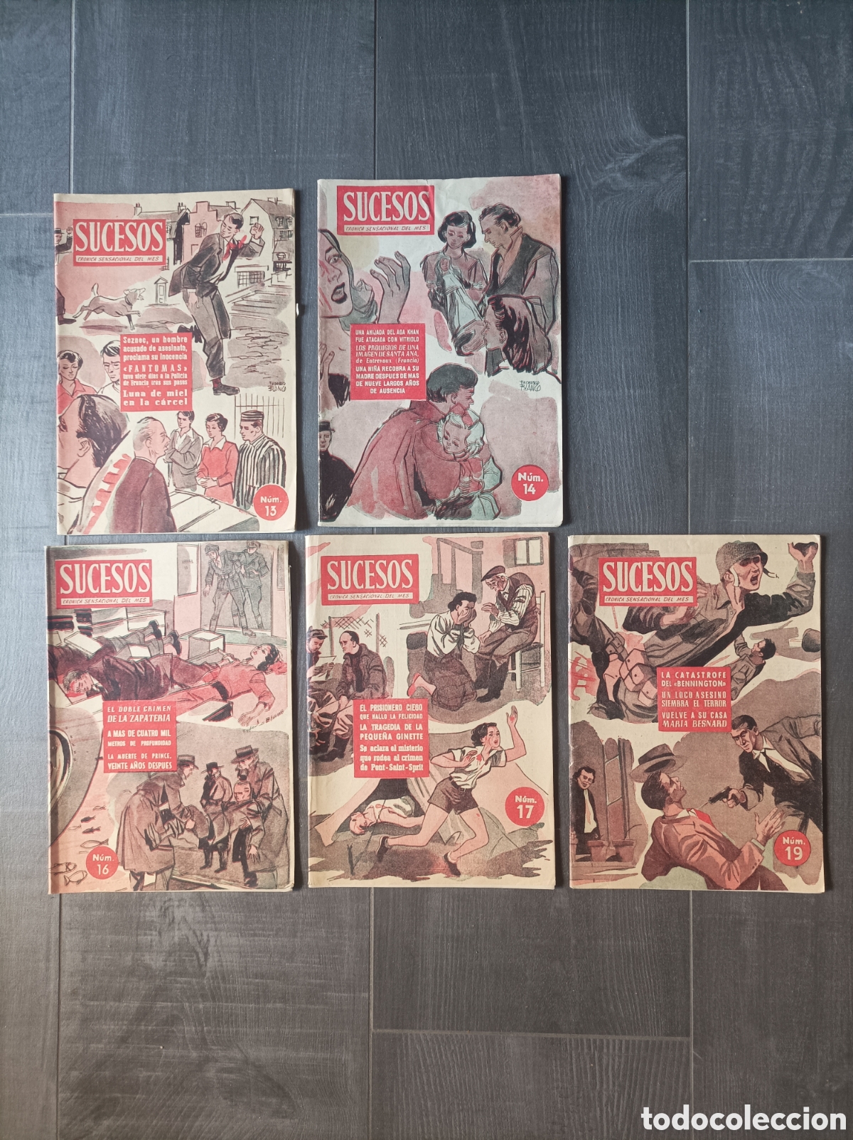 Collezionismo di Riviste e Giornali: REVISTA SUCESOS CR&Oacute;NICA SENSACIONAL DEL MES 13-14-16-17-19 A&Ntilde;OS 50