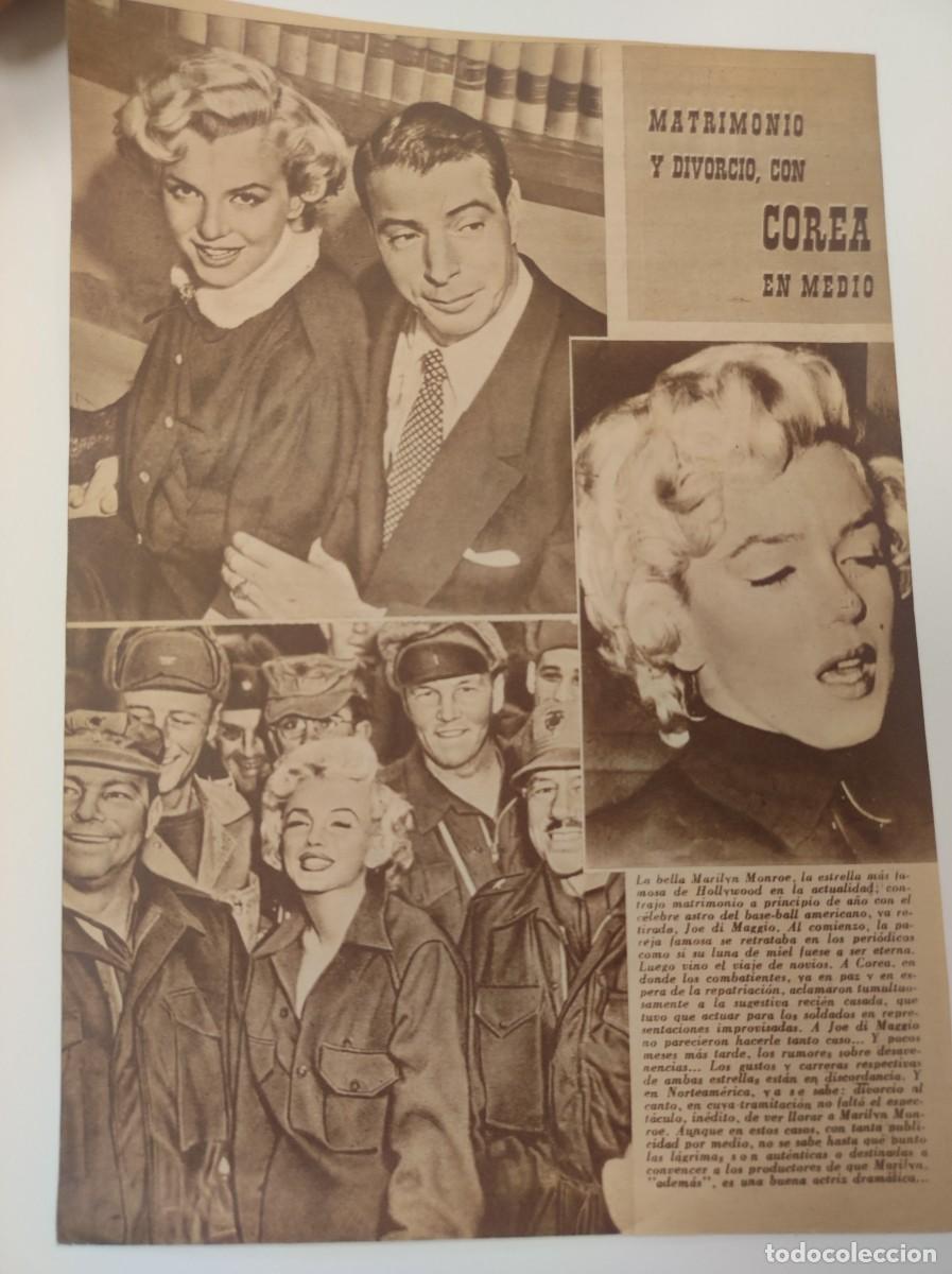Coleccionismo de Revistas y Peri&oacute;dicos: HOJA REVISTA ORIGINAL VINTAGE. MARILYN MONROE, MATRIMONIO Y DIVORCIO JOE DI MAGGIO