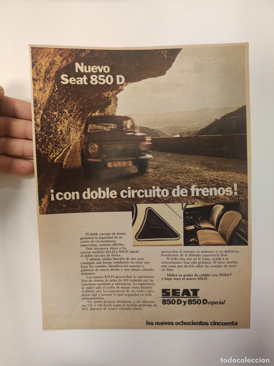 Coleccionismo de revistas y peri&oacute;dicos: HOJA PUBLICIDAD REVISTA ORIGINAL VINTAGE. SEAT 850 D Y 850 D ESPECIAL. COCHE