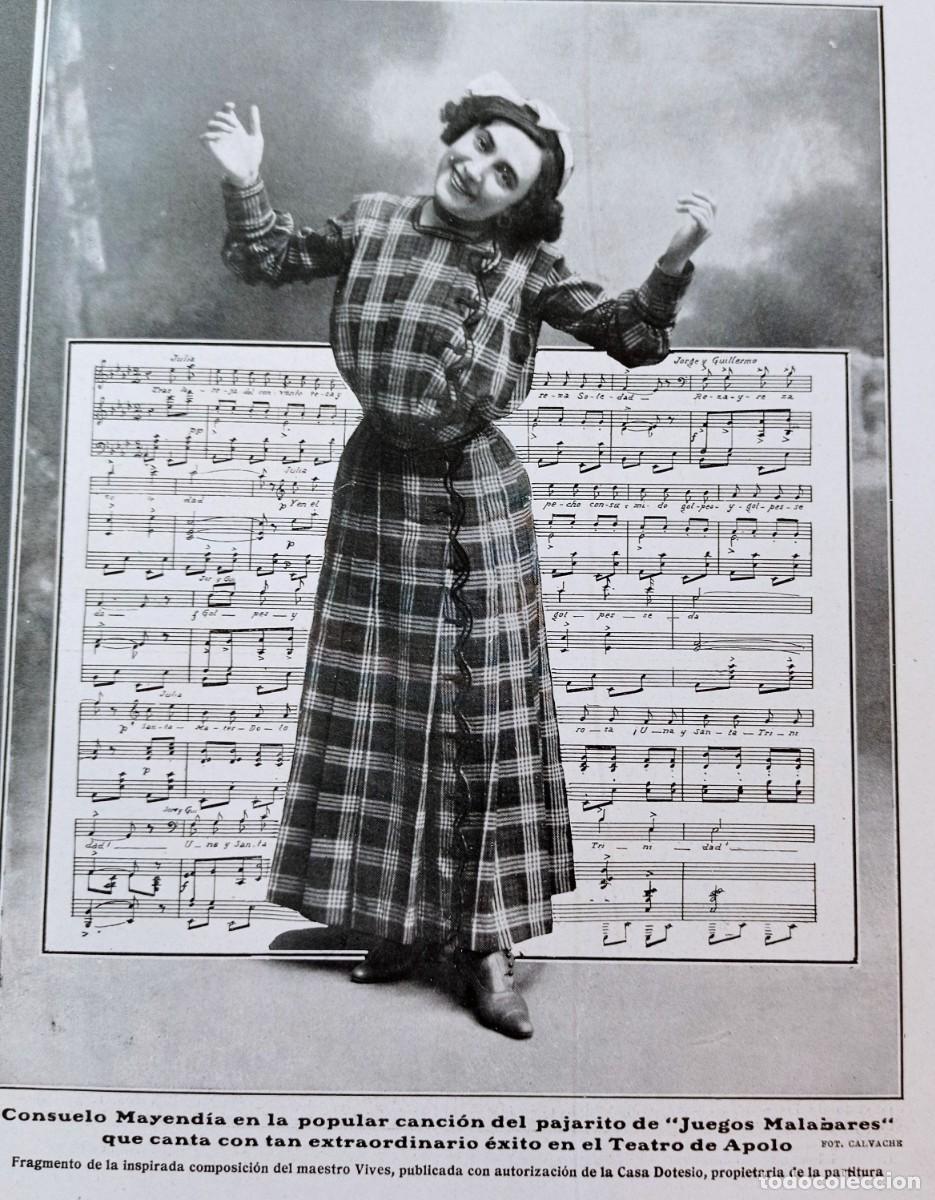 Coleccionismo de Revistas y Peri&oacute;dicos: CONSUELO MAYEND&Iacute;A - TEATRO APOLO - CANCI&Oacute;N - UNA HOJA PUBLICACION 1900