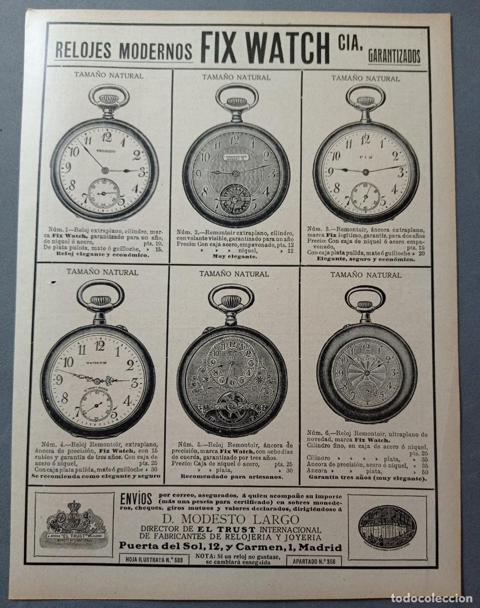 Sammeln von Zeitschriften und Zeitungen: PUBLICIDAD - LONGINES - ZENITH - FIX WATCH - NUEVE HOJAS PUBLICACI&Oacute;N 1900