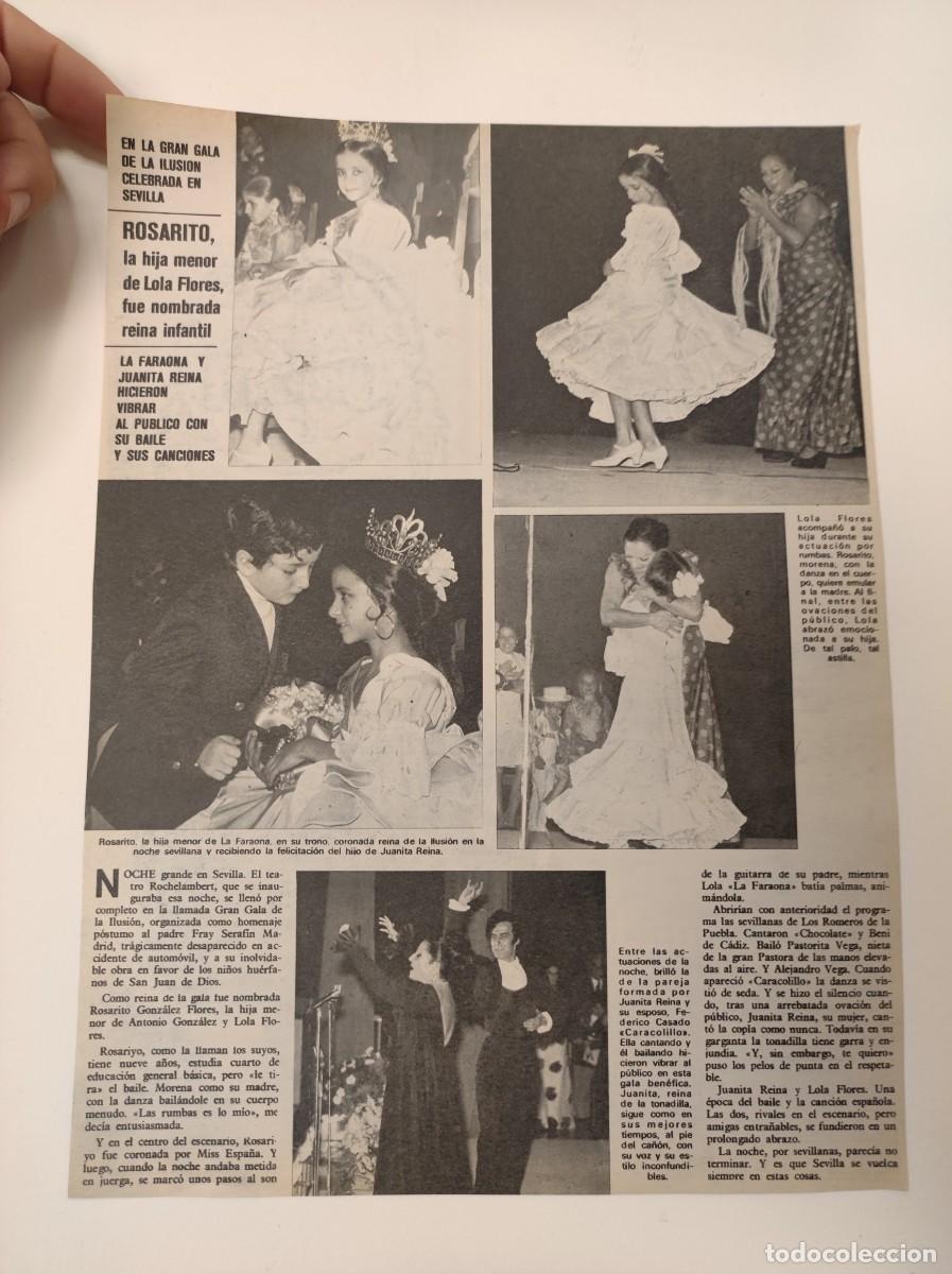 Coleccionismo de revistas y peri&oacute;dicos: HOJA REVISTA ORIGINAL VINTAGE. ROSARITO, HIJA MENOR LOLA FLORES, REINA INFANTIL EN SEVILLA