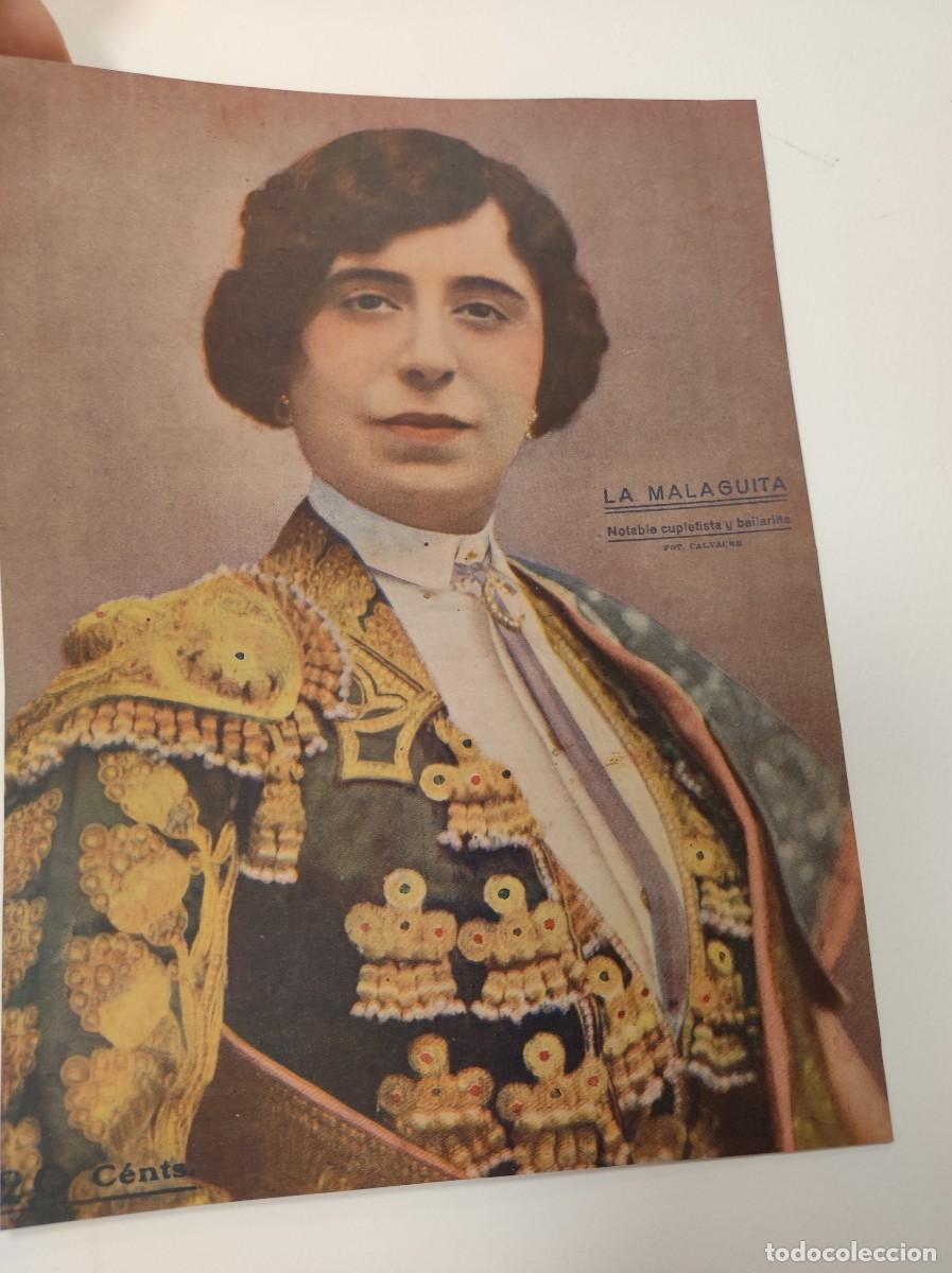 Collection Magazines and Newspapers: HOJA PORTADA REVISTA ORIGINAL ANTIGUA. LA MALAGUITA, NOTABLE BAILARINA, VESTIDA TRAJE LUCES