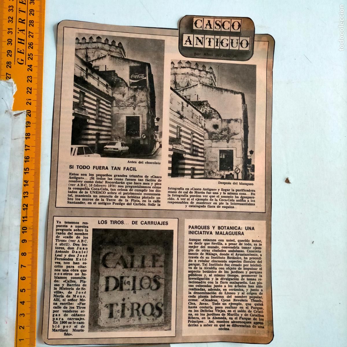 Coleccionismo de revistas y peri&oacute;dicos: NOTICIA SEVILLA CASCO ANTIGUO ANTONIO BURGOS - LOS TIROS DE CARRUAJE - PARQUES BOTANICA - COCA COLA