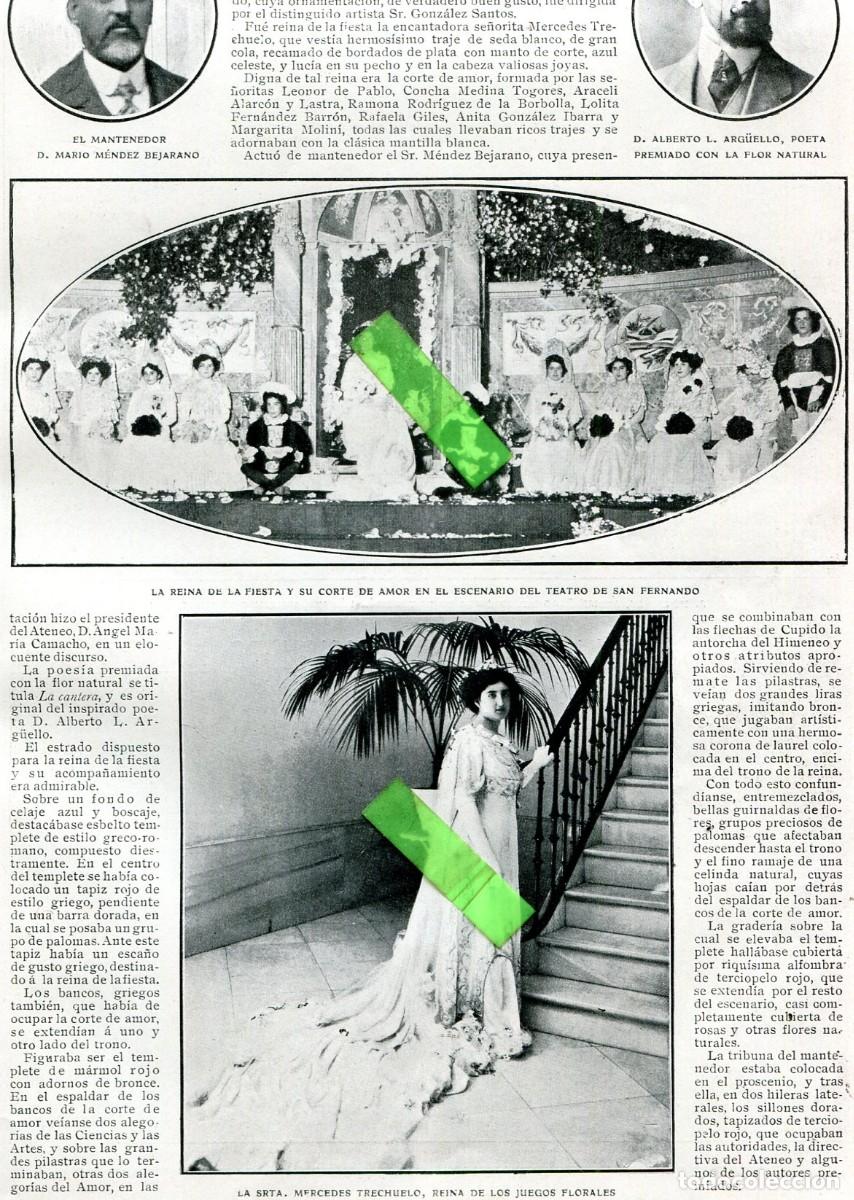 Coleccionismo de revistas y peri&oacute;dicos: REVISTA A&Ntilde;O 1909 JUEGOS FLORALES EN SEVILLA MERCEDES TRECHUELO ESCUELA DE EQUITACION DE MADRID
