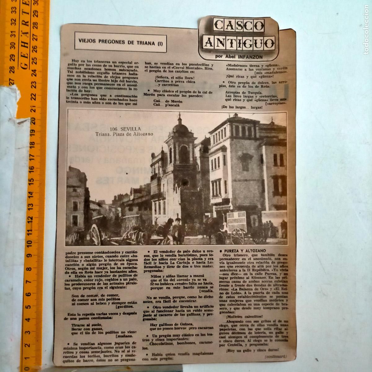 Coleccionismo de Revistas y Peri&oacute;dicos: NOTICIA SEVILLA CASCO ANTIGUO ANTONIO BURGOS - VIEJOS PREGONES DE SEMANA SANTA TRIANA