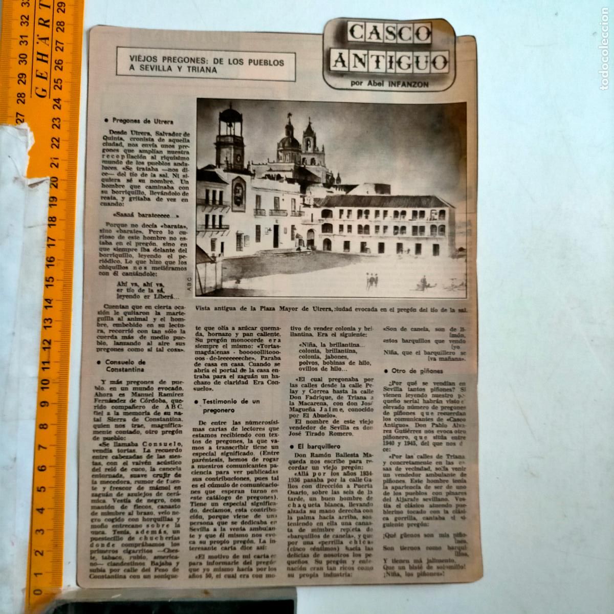 Coleccionismo de Revistas y Peri&oacute;dicos: NOTICIA SEVILLA CASCO ANTIGUO ANTONIO BURGOS - PREGONES DE SEMANA SANTA DE LOS PUEBLOS A TRIANA