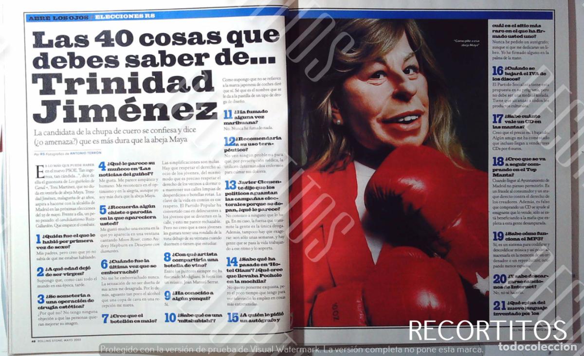 Coleccionismo de Revistas y Peri&oacute;dicos: TRINIDAD JIMENEZ EN ROLLING STONES