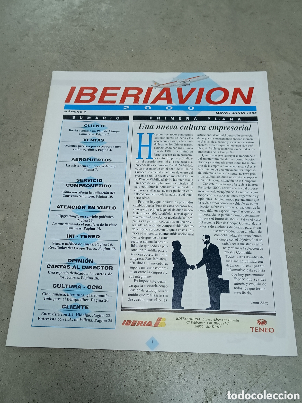Coleccionismo de Revistas y Peri&oacute;dicos: PRIMER N&Uacute;MERO N&ordm; 1 - REVISTA IBERIAVION 2000 - MAYO-JUNIO 1995