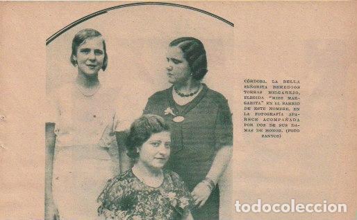 Coleccionismo de revistas y peri&oacute;dicos: * C&Oacute;RDOBA * Miss Margarita, Srta. Remedios Torras Melgarejo - 1933