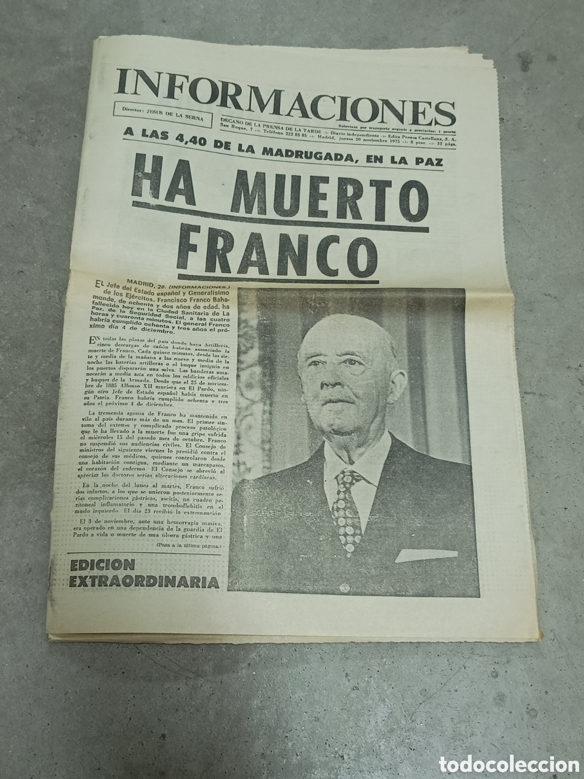 Collection Magazines and Newspapers: INFORMACIONES - 20 NOVIEMBRE 1975 - HA MUERTO FRANCO