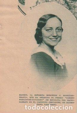 Coleccionismo de Revistas y Peri&oacute;dicos: * MADRID * Srta. Mercedes G. Gonz&aacute;lez-Granda, premio de Rev&aacute;lida en el Instituto Cervantes - 1933