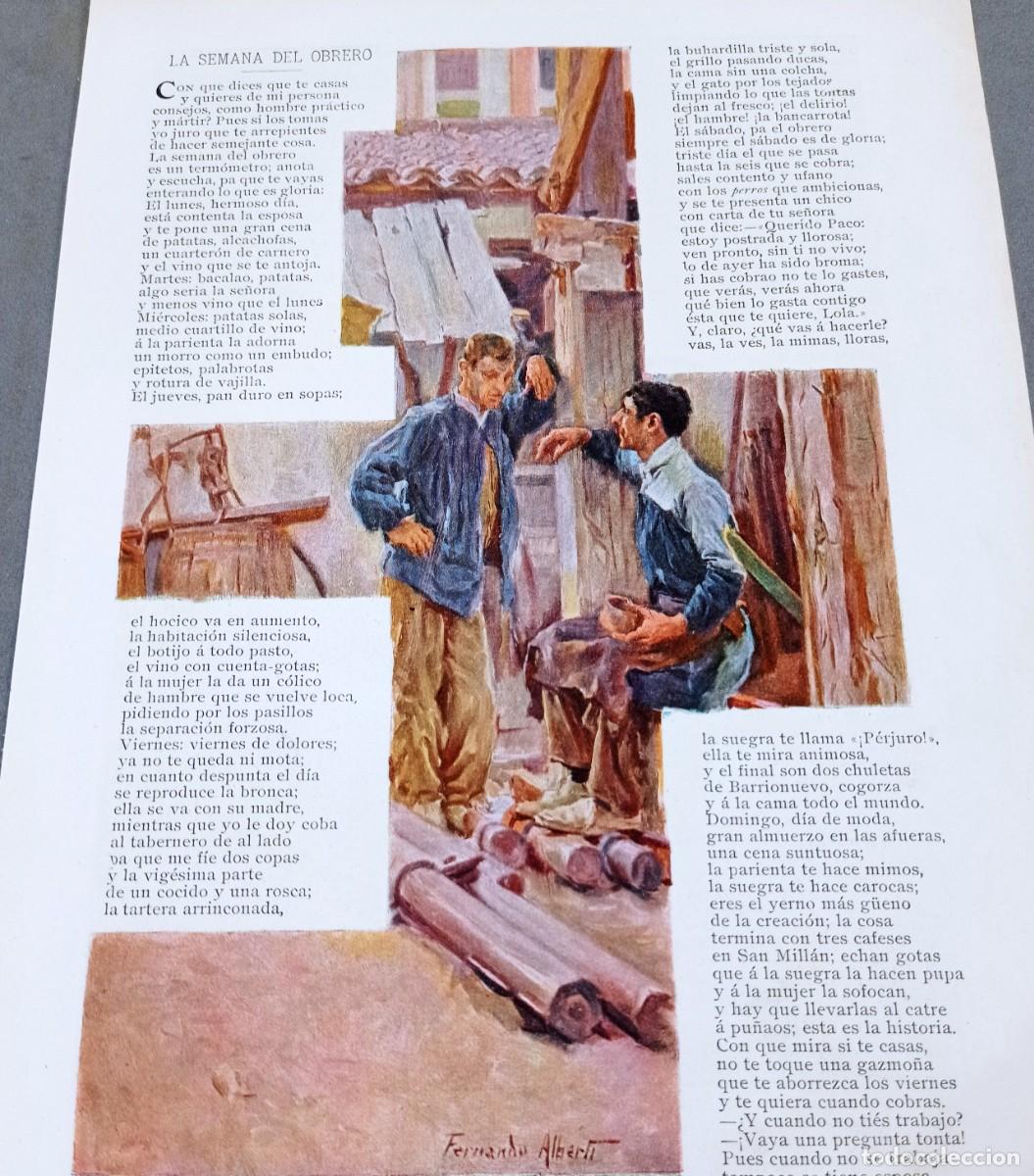 Coleccionismo de Revistas y Peri&oacute;dicos: LA SEMANA DEL OBRERO - DIBUJO FERNANDO ALBERTI - UNA HOJA PUBLI 1900