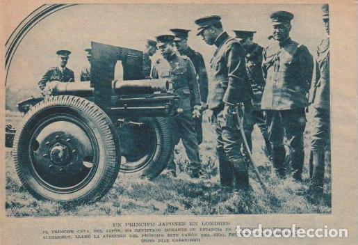 Coleccionismo de Revistas y Peri&oacute;dicos: Pr&iacute;ncipe Caya de Jap&oacute;n en Aldershot, ca&ntilde;on de artiller&iacute;a -1934