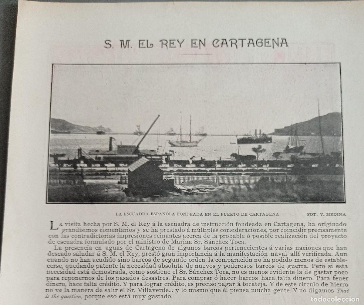 Collectionnisme de Revues et Journaux: S.M. EL REY EN CARTAGENA - UNA HOJA PUBLICACION 1900