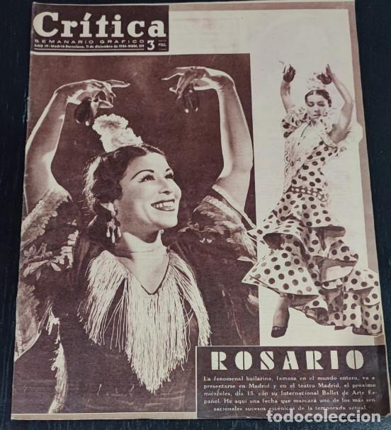 Coleccionismo de Revistas y Peri&oacute;dicos: REVISTA CRITICA 1954, ROSARIO, CASO DOMINICI, CARMELITA RIVERA, LAUREN VERA, MARY BELEN, NILDA LIRA