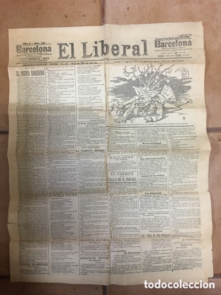 Collection Magazines and Newspapers: 1902 8/12 BARCELONA ''EL LIBERAL'' N&ordm; 603 EDICI&Oacute;N DE LA MA&Ntilde;ANA CARICATURA DOMINGO POR APELES MESTRES
