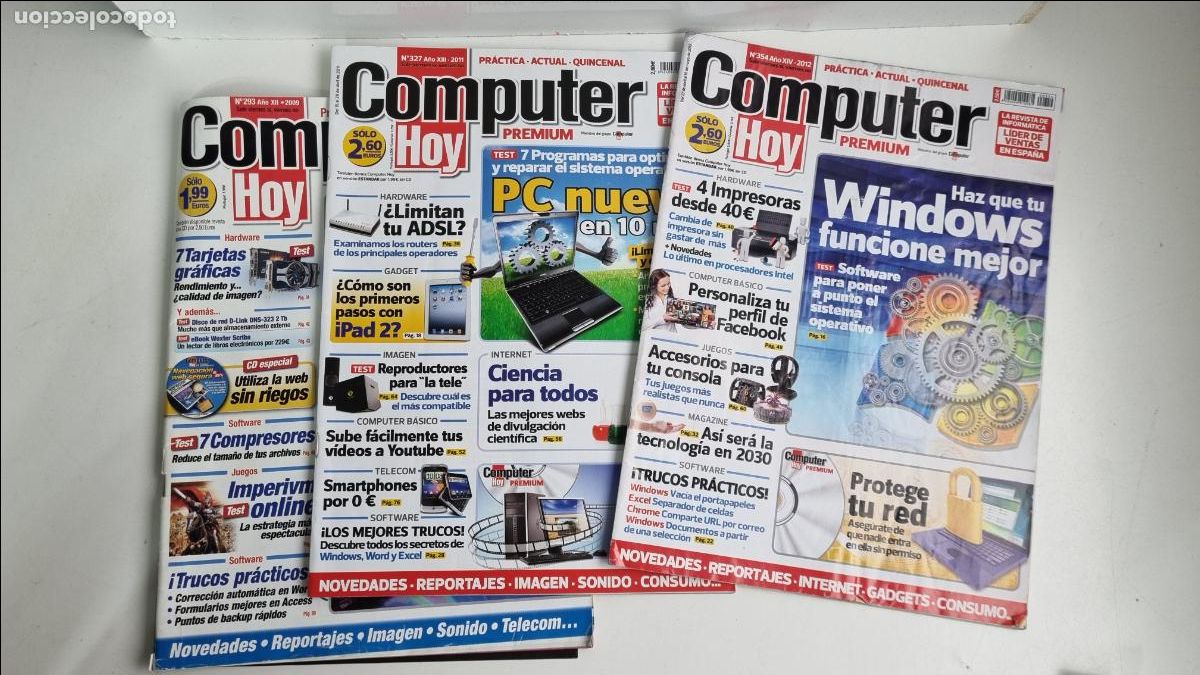 Coleccionismo de Revistas y Peri&oacute;dicos: 3 Revistas Computer Hoy, N&ordm; 293 - 2009, n&ordm; 327 - 2011, n&ordm; 354 - 2012