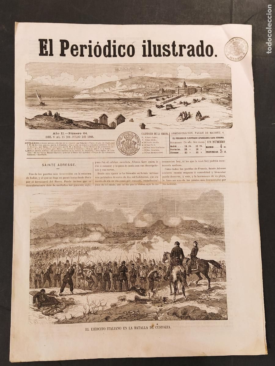 Collezionismo di Riviste e Giornali: EL PERIODICO ILUSTRADO - NUMERO 64 A&Ntilde;O 1866 - ORIGINAL ANTIGUO - VER FOTOS -(V-27.103)