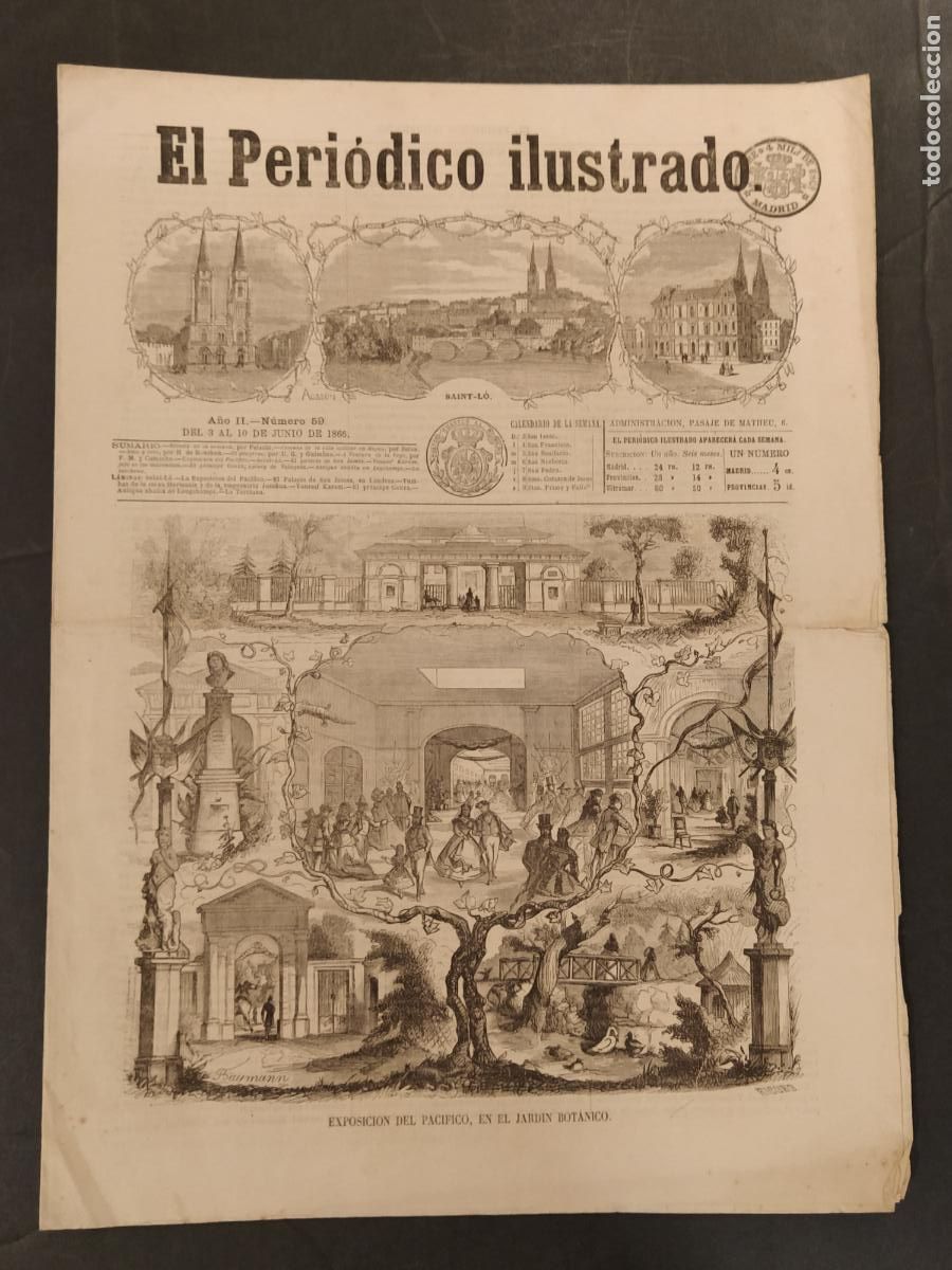 Coleccionismo de revistas y peri&oacute;dicos: EL PERIODICO ILUSTRADO - NUMERO 59 A&Ntilde;O 1866 - EXPOSICION DEL PACIFICO - ORIGINAL ANTIGUO -(V-27.103)