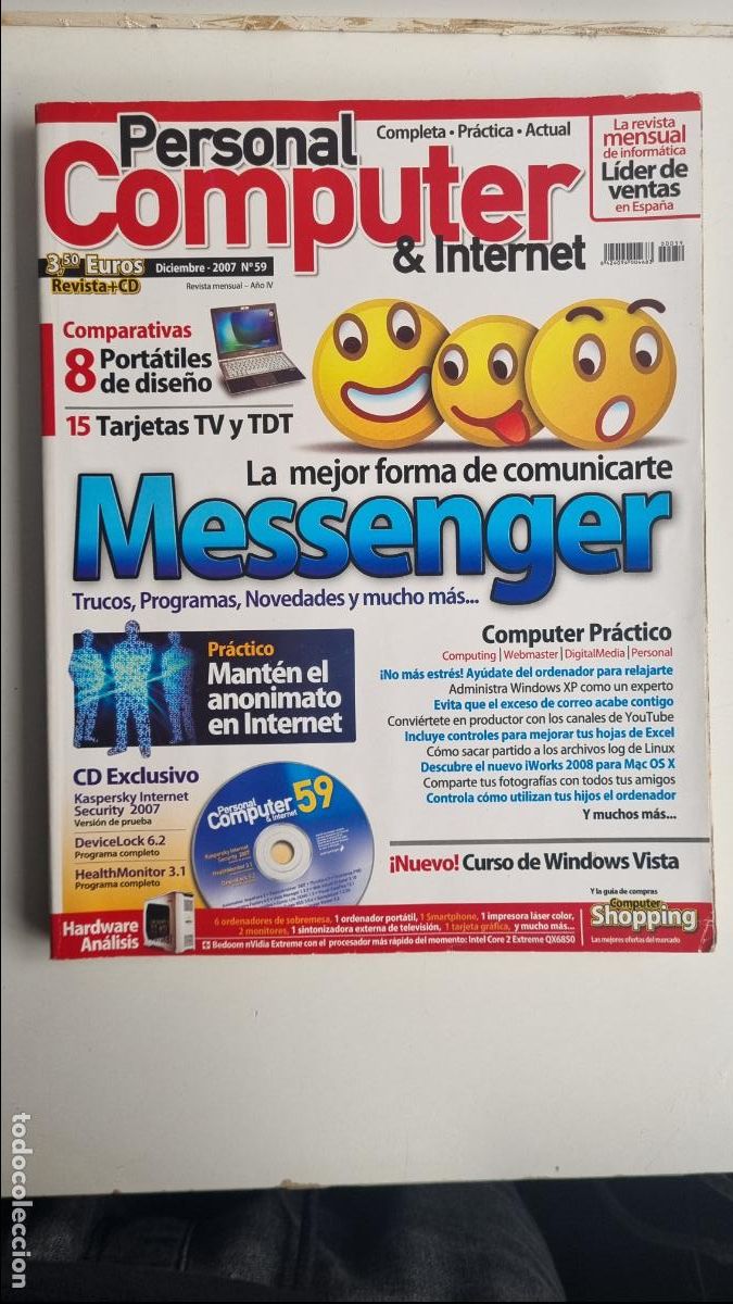 Coleccionismo de Revistas y Peri&oacute;dicos: Revista Personal Computer & Internet N&ordm; 59 - Diciembre 2007 - Messenger, Port&aacute;tiles