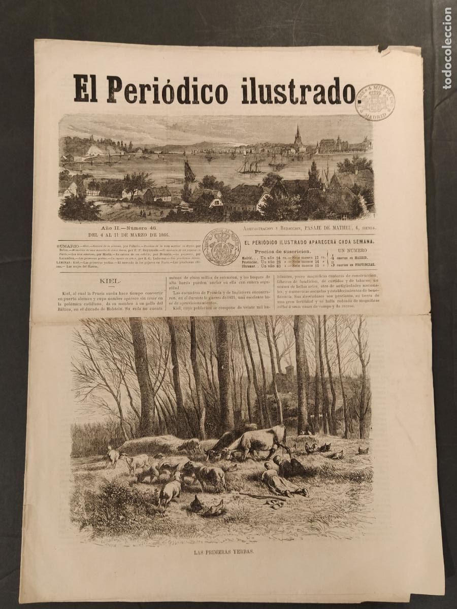 Collection Magazines and Newspapers: EL PERIODICO ILUSTRADO - NUMERO 46 A&Ntilde;O 1866 - MERCADO DE PAJAROS - ORIGINAL ANTIGUO -(V-27.103)