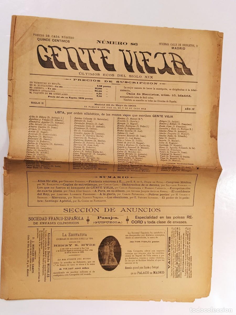 Collection Magazines and Newspapers: GENTE VIEJA - NUMERO 86 A&Ntilde;O 1903 - ULTIMOS ECOS DEL SIGLO XIX - ORIGINAL ANTIGUO -(V-27.105)
