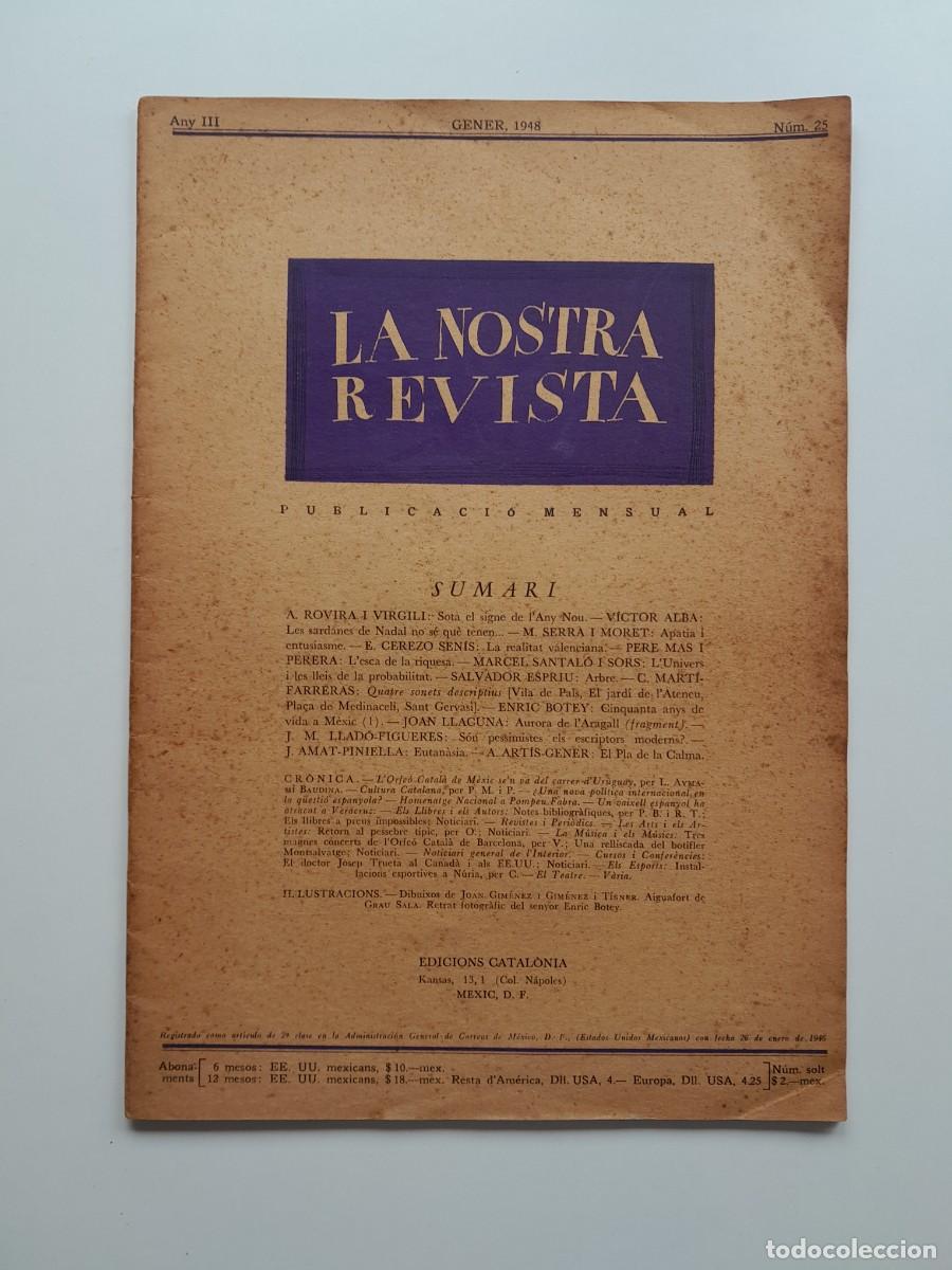 Sammeln von Zeitschriften und Zeitungen: LA NOSTRA REVISTA (M&Eacute;XICO D.F.) - ANY 3, N&Uacute;M. 25 (GENER 1948)