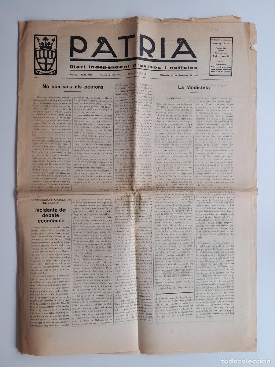 Sammeln von Zeitschriften und Zeitungen: PATRIA (MANRESA) - ANY 9, N&Uacute;M. 2851 (15 DESEMBRE 1928)