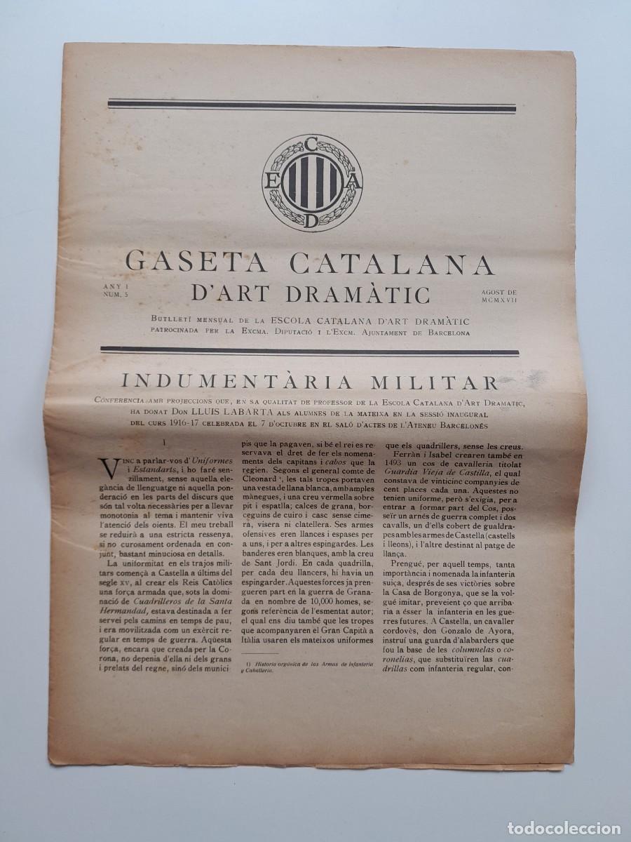Sammeln von Zeitschriften und Zeitungen: GASETA CATALANA D'ART DRAM&Agrave;TIC (BARCELONA) - ANY 1, N&Uacute;M. 5 (AGOST 1917)