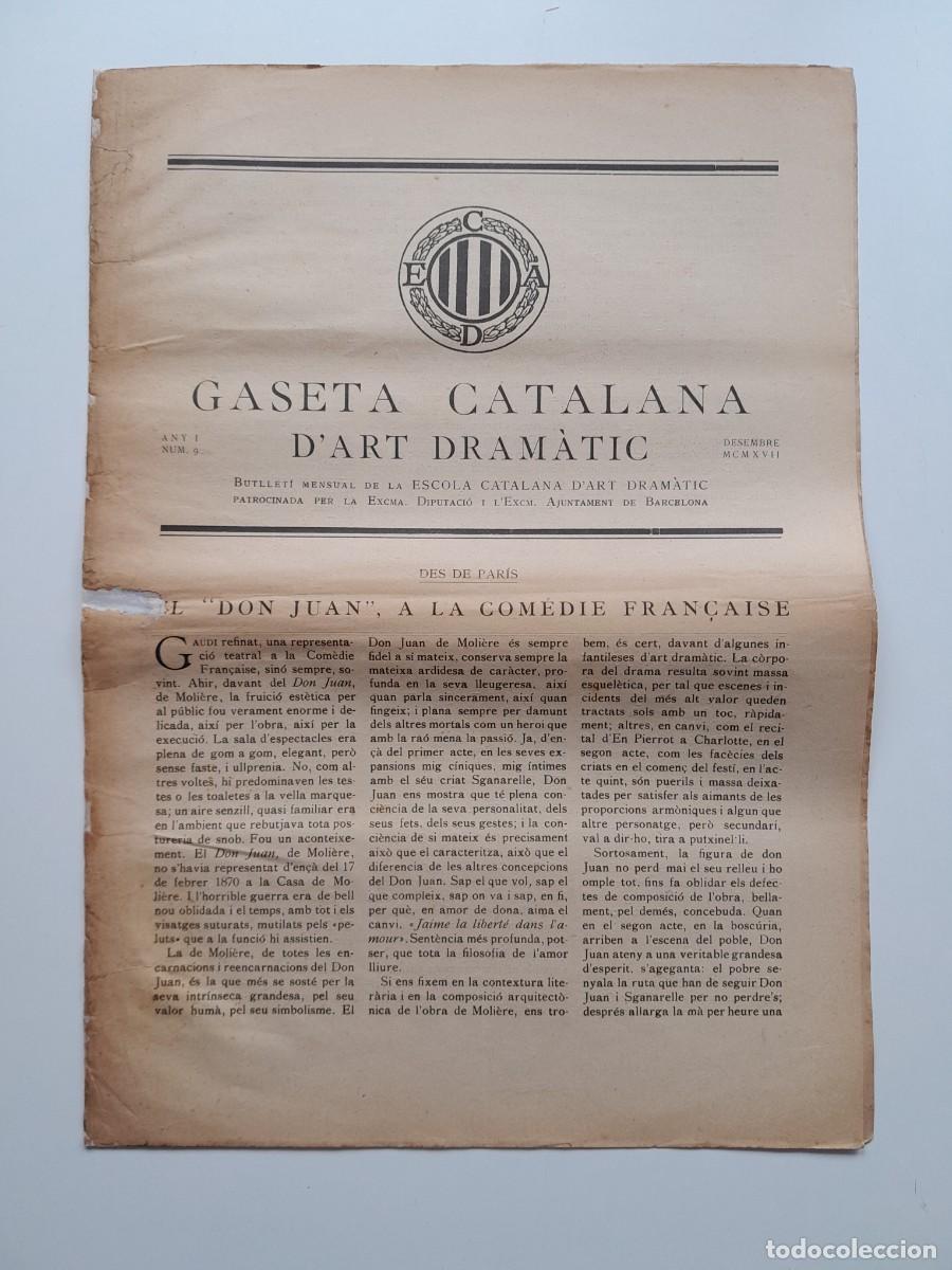 Sammeln von Zeitschriften und Zeitungen: GASETA CATALANA D'ART DRAM&Agrave;TIC (BARCELONA) - ANY 1, N&Uacute;M. 9 (DESEMBRE 1917)