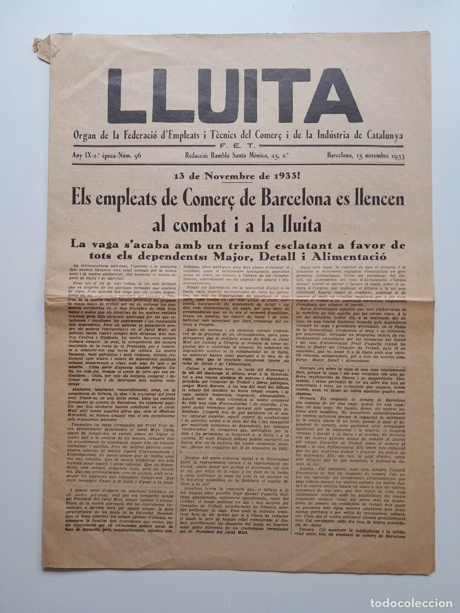 Sammeln von Zeitschriften und Zeitungen: LLUITA (BARCELONA) - ANY 9, N&Uacute;M. 96 (15 NOVEMBRE 1933)